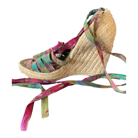 Sam Edelman S – Lexi Pink Tropic Espadrille Wedge - size 7.5 - Picture 2 of 6